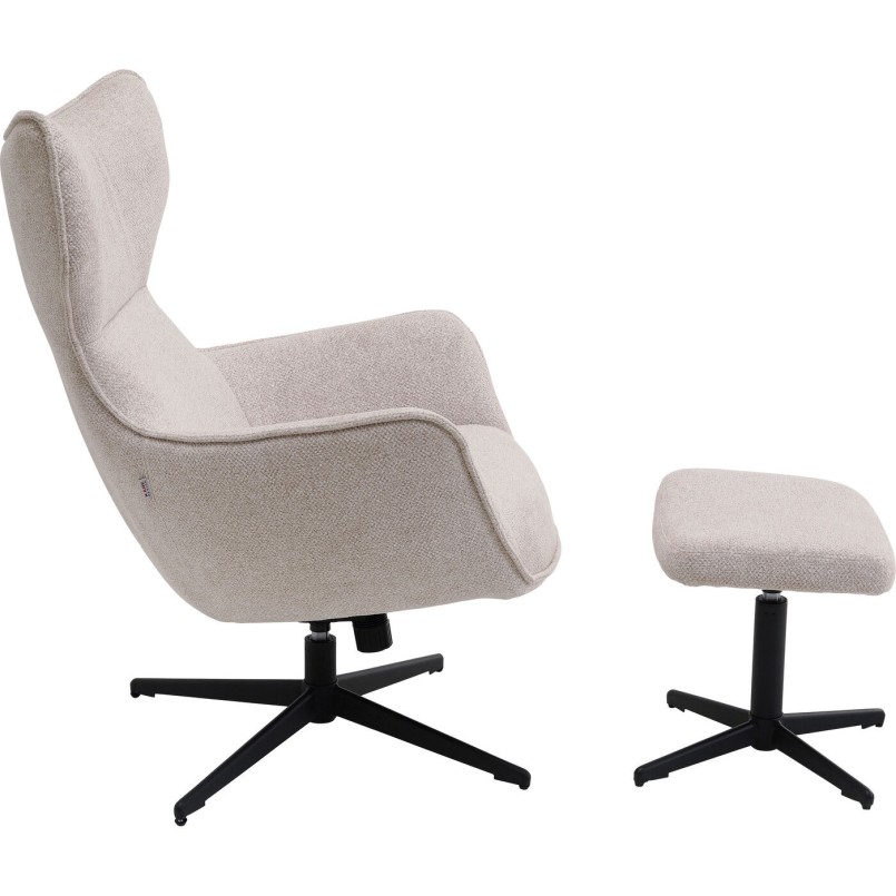Fauteuil pivotant + repose-pieds Jules Beige