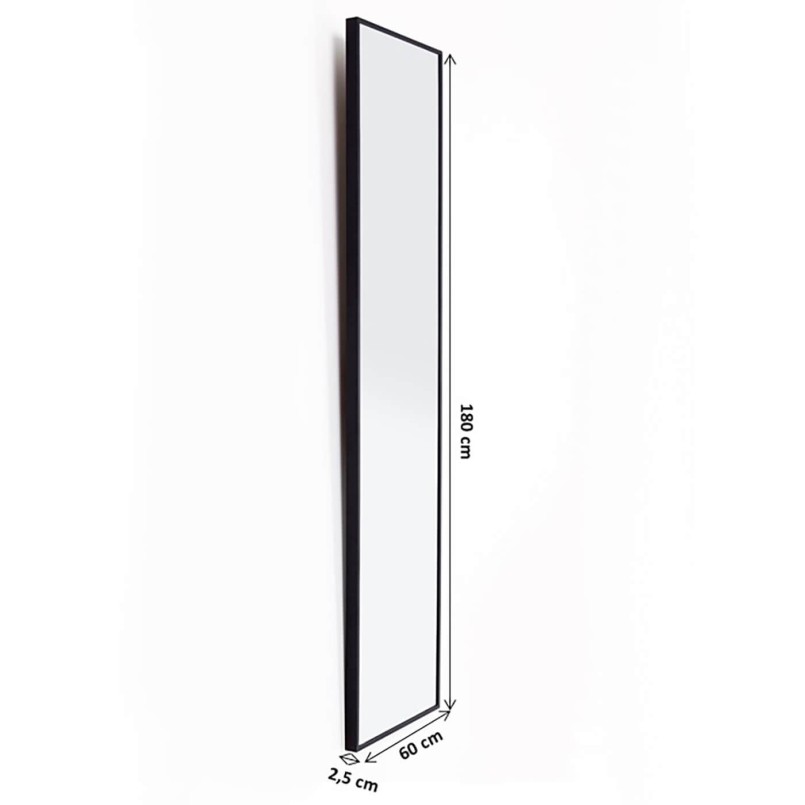 Rectangular wall mirror in black aluminium 180x160cm - Bella model