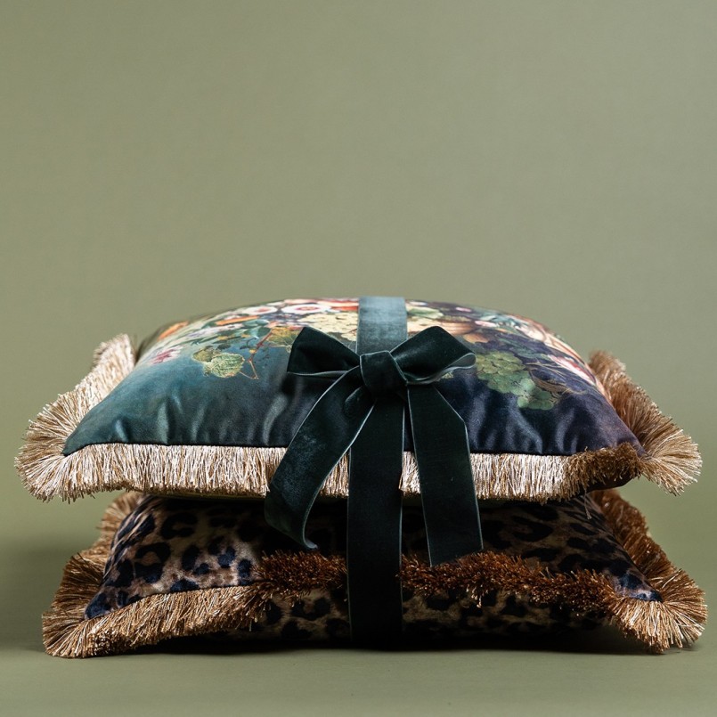 Kussen met luipaardprint en franjes - Kare Design