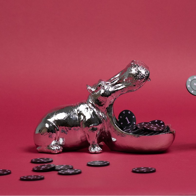 Serveerschaal nijlpaard zilver Kare Design