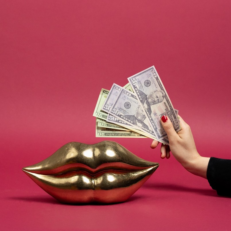 Money Box lips gold Kare Design