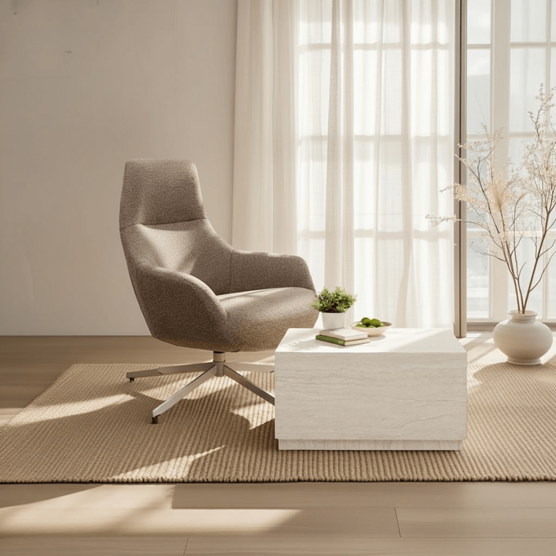 Bruine draaifauteuil met armleuningen - Mimi - Kare Design