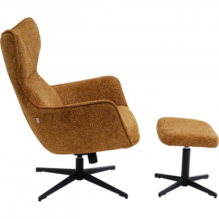 Swivel Armchair with Stool Jules brown Kare Design