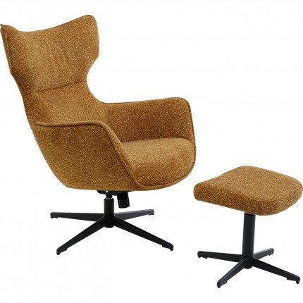 Draaifauteuil en Voetsteun Jules bruin Kare Design