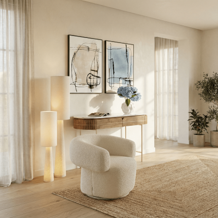 Vloerlamp Marleen Boucle 190cm beige Kare Design