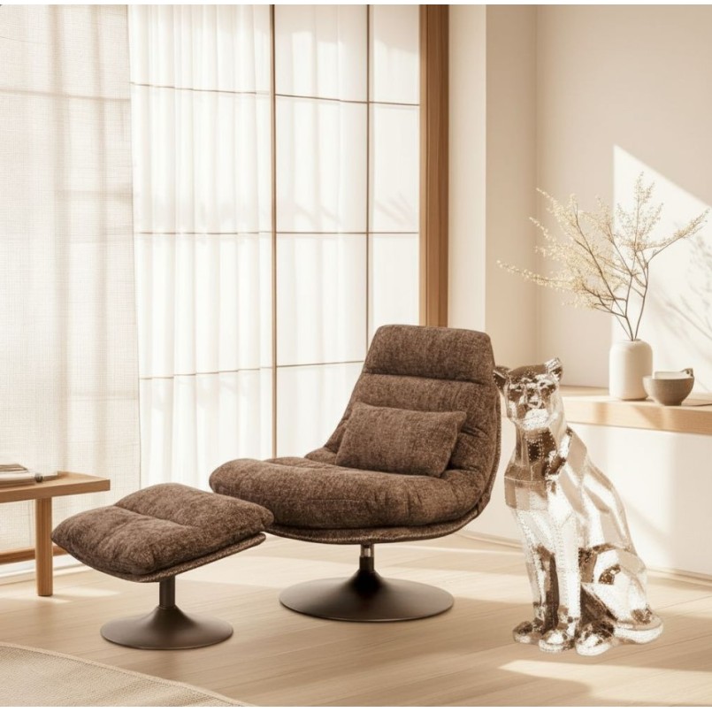Brown swivel armchair with footrest - Montreal - Kare Design
