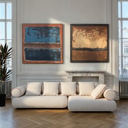 Square abstract painting blue and brown - Silence - Kare Design