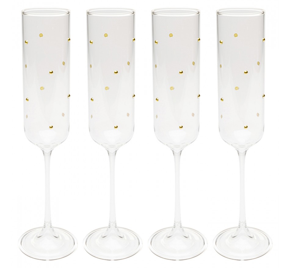 Champagneglazen Glam Dots goud (4/set) Kare Design