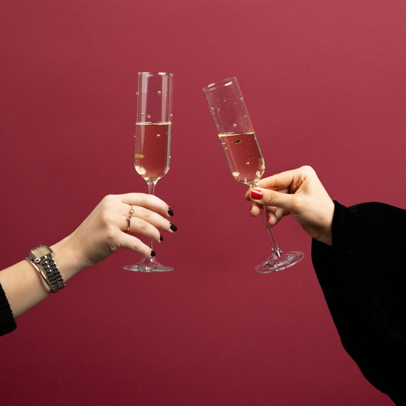 Champagneglazen Glam Dots goud (4/set) Kare Design