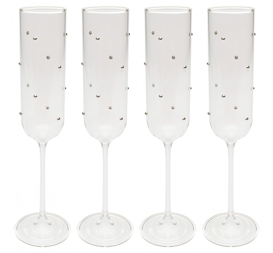Champagneglazen Glam Dots zilver (4/set) Kare Design