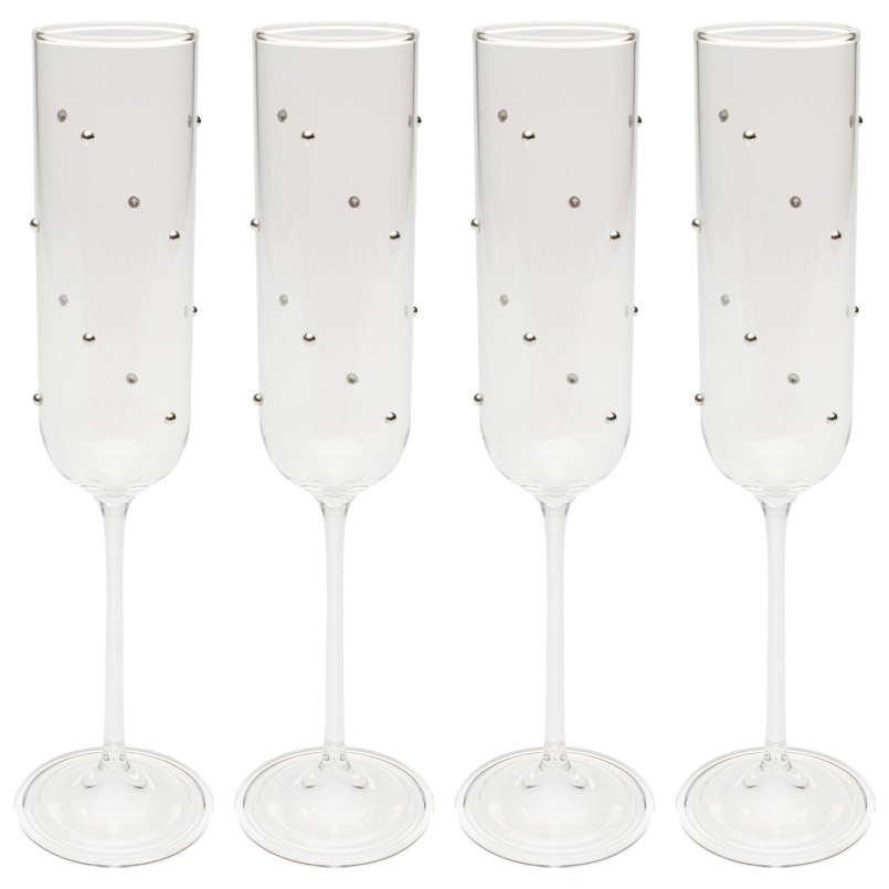 Champagne Glass Glam Dots silver (4/set) Kare Design