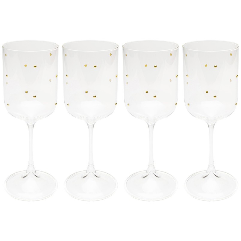 Wijnglazen Glam Dots goud (4/set) Kare Design