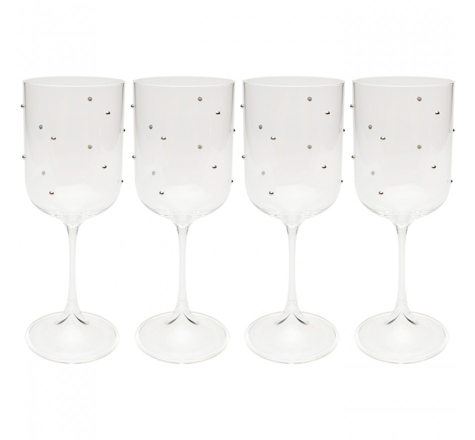 Wine Glass Glam Dots silver (4/set) Kare Design