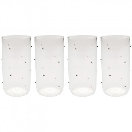 High Water Glass Glam Dots silver (4/set) Kare Design