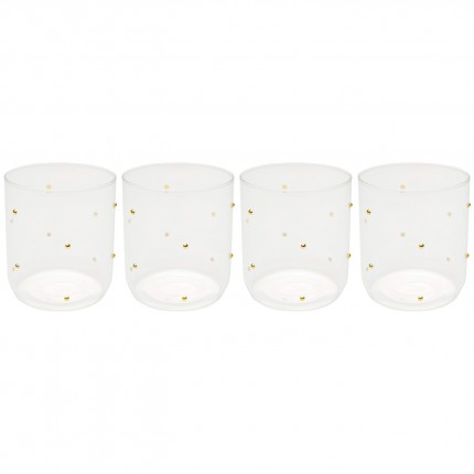 Water Glass Glam Dots gold (4/set) Kare Design