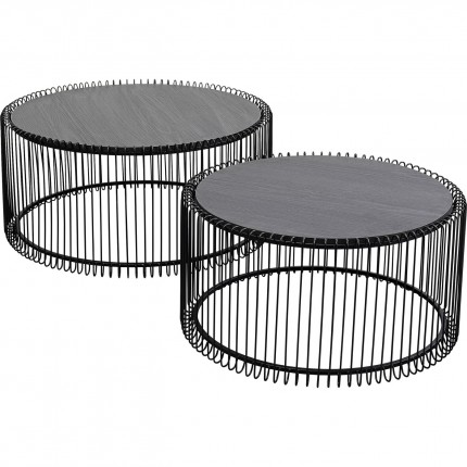 Coffee Table Wire black wood (2/Set) Kare Design