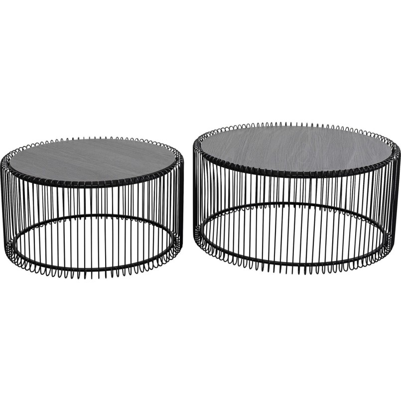 Table basse Wire noire bois (2/Set)