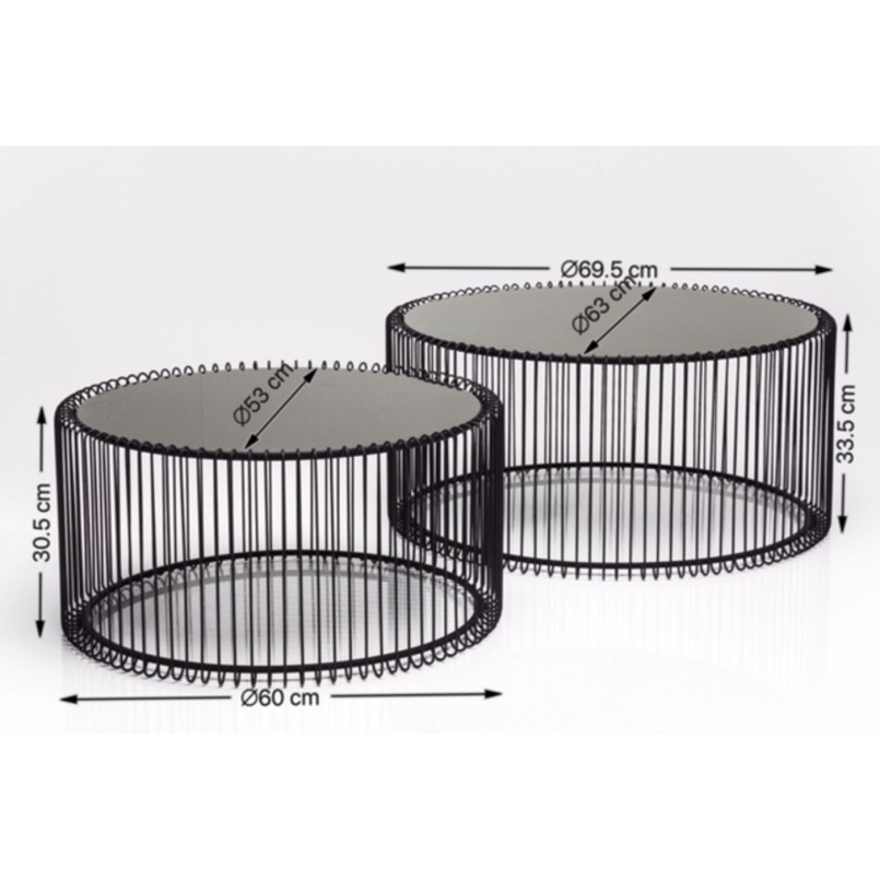 Salontafel Wire zwart hout (2/Set) Kare Design