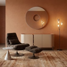 Bruine draaifauteuil met voetensteun - Montreal - Kare Design