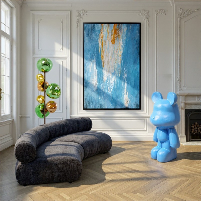 Blauwe abstracte ingelijste afbeelding - Artistas - Kare Design