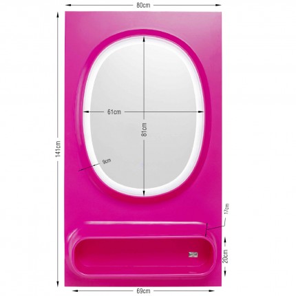 Mirror Aero LED 141x80cm pink Kare Design