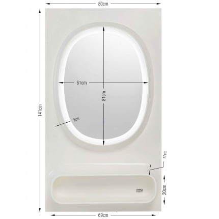 Spiegel Aero LED 141x80cm groen Kare Design