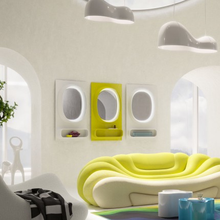 Spiegel Aero LED 141x80cm groen Kare Design