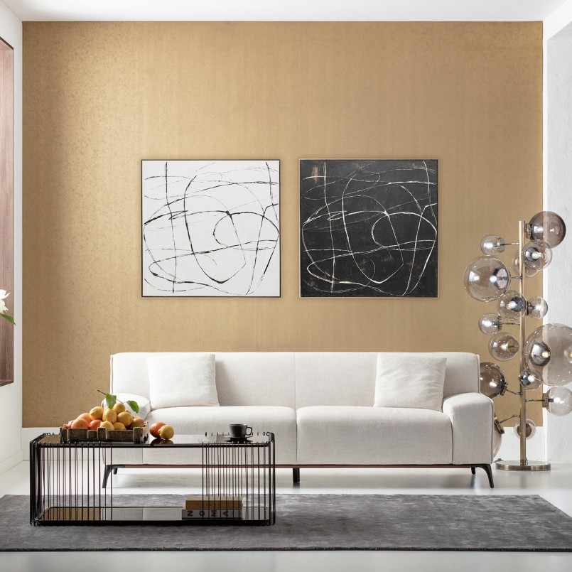 Schilderij Sketch 120x120cm wit Kare Design