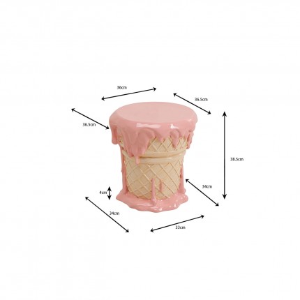 Stool ice cream 38cm pink Kare Design