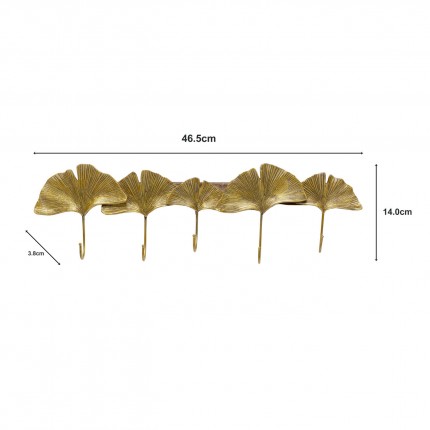 Wand Kapstok ginkgo blad goud Kare Design