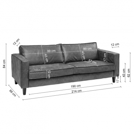 Sofa Neo 3-Zits grijs Kare Design