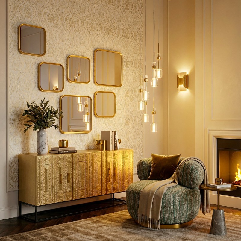 Spiegel Vincenza 63x63cm goud Kare Design