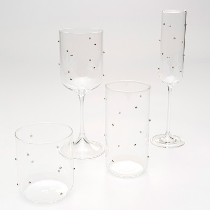 Waterglazen hoog Glam Dots zilver (4/set) Kare Design