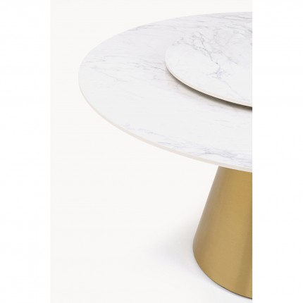 Eettafel Lucia Ø135cm wit en goud Kare Design