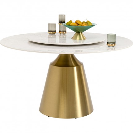 Eettafel Lucia Ø135cm wit en goud Kare Design