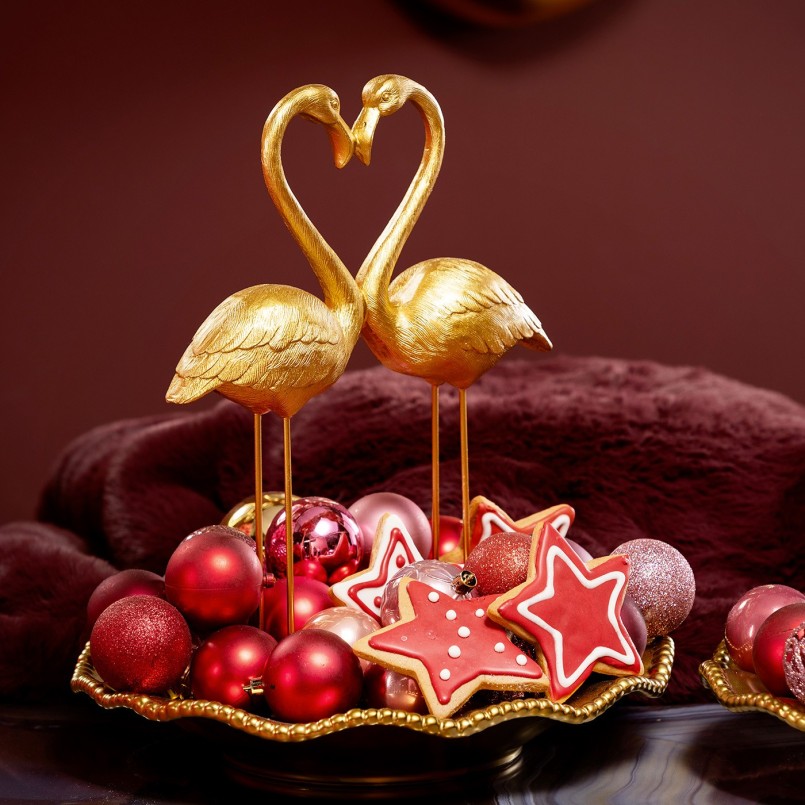 Deco flamingo love 39cm gold Kare Design