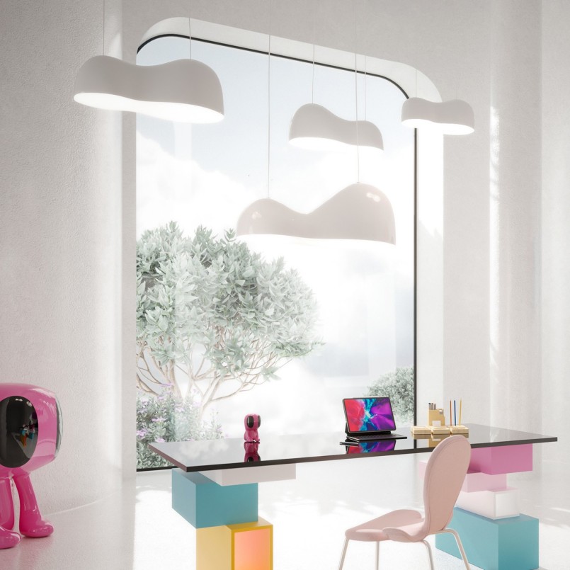 Pendant Lamp Cloud Beam Double 70cm white Kare Design