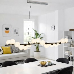 Suspension lamp in white glass and black steel - Scala Balls - Kare Design