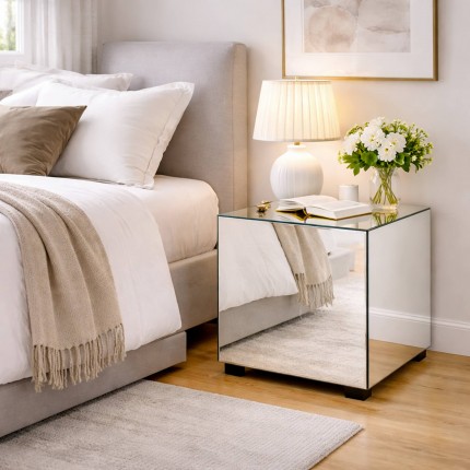 Side Table Luxury with drawer 45x45cm silver Kare Design