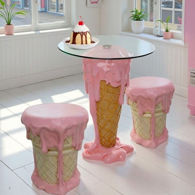 Stool ice cream 38cm pink Kare Design