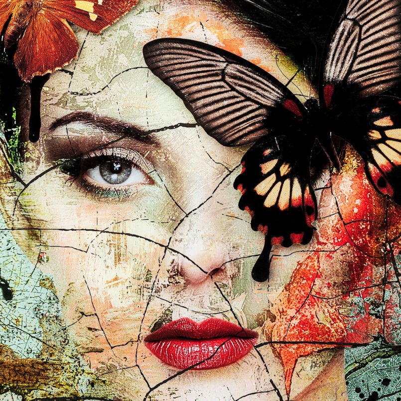 Glass Picture Lady Butterfly 55x75cm Kare Design