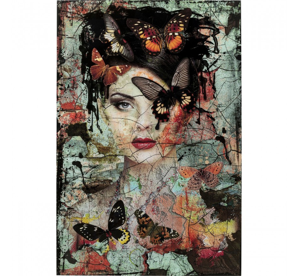 Glass Picture Lady Butterfly 55x75cm Kare Design