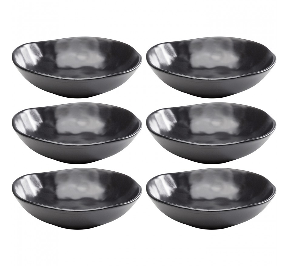 Plate Deep Organic Ø22cm black (6/Set) Kare Design