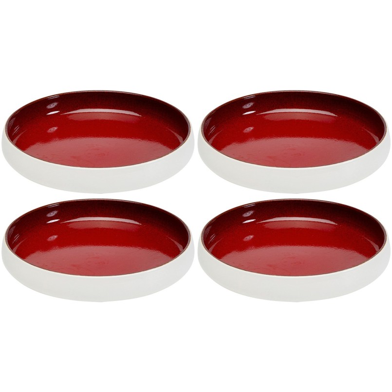 Rode porseleinen borden, set van 6 - Colorino - Kare Design