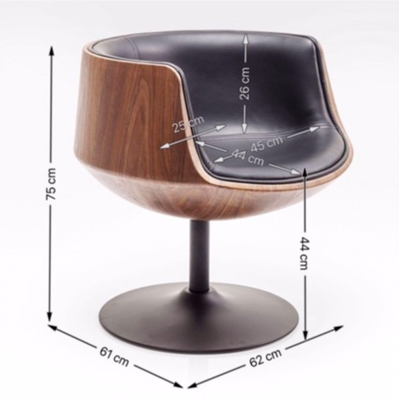 Fauteuil pivotant rétro - Club 54 Soft noyer - Kare Design