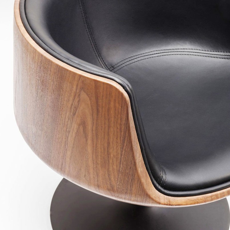 Retro swivel armchair walnut & leather - Vintage office chair & lounge