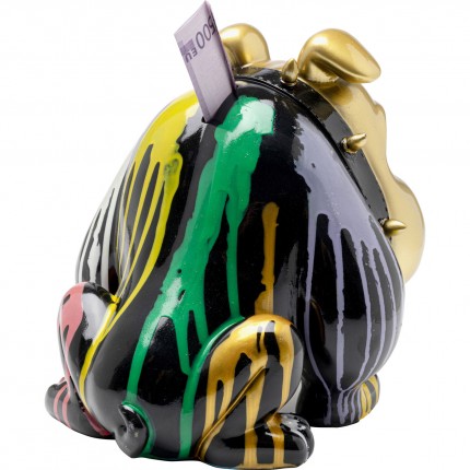Spaarpot goud hond woest verfdruppels 26cm Kare Design