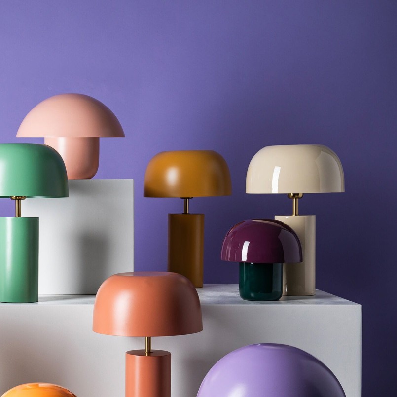 Paddenstoel lamp in paars en groen staal - Mushroom Duo - Kare Design