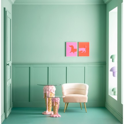 Canvas Picture dachshund red and pink (2/Set) Kare Design