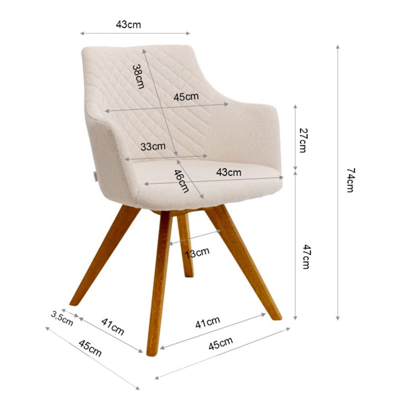 Swivel chair with armrests Coco green and oak Kare Design